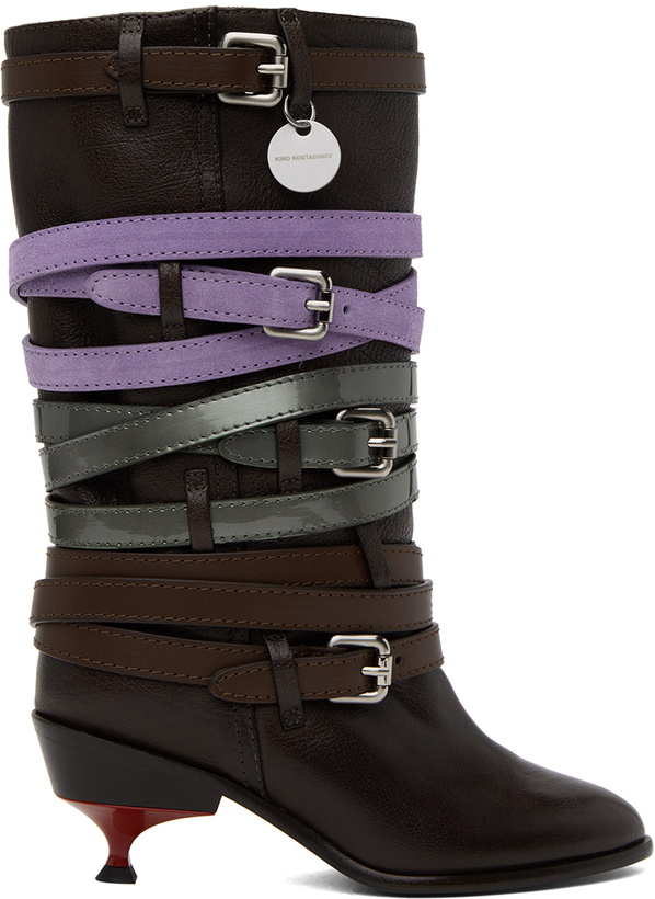 Photo: Kiko Kostadinov Brown Quad Belt Boots