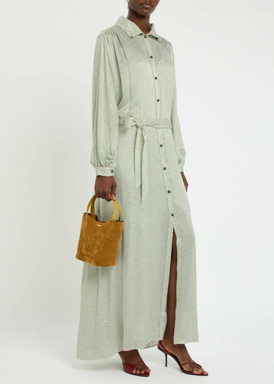Forte_forte Velvet Devoré Midi Shirt Dress Light Green