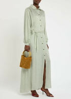 Forte_forte Velvet Devoré Midi Shirt Dress Light Green