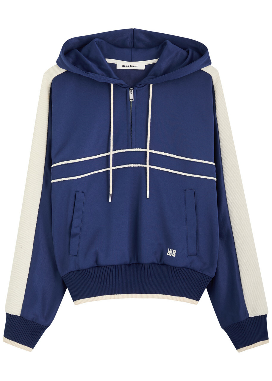 Wales Bonner Mantra Hooded Jersey Sweatshirt Navy