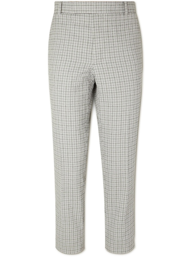 Photo: THOM BROWNE - Checked Cotton-Blend Bouclé Chinos - Gray - 2