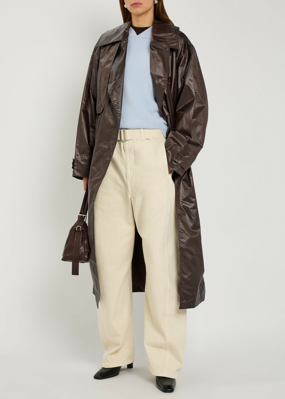 Lemaire Belted Coated Cotton-blend Trench Coat Dark Red