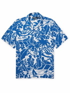 Polo Ralph Lauren - Convertible-Collar Printed Satin Shirt - Blue