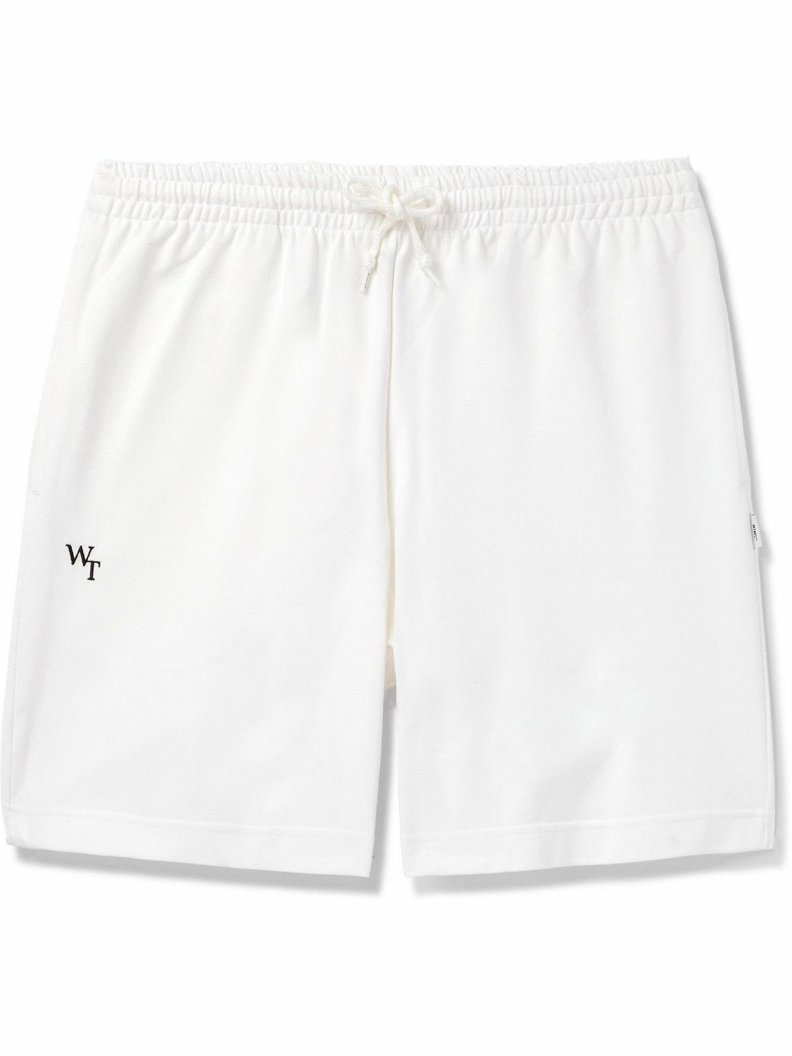 Photo: WTAPS - Straight-Leg Logo-Embroidered Cotton-Blend Jersey Shorts - White