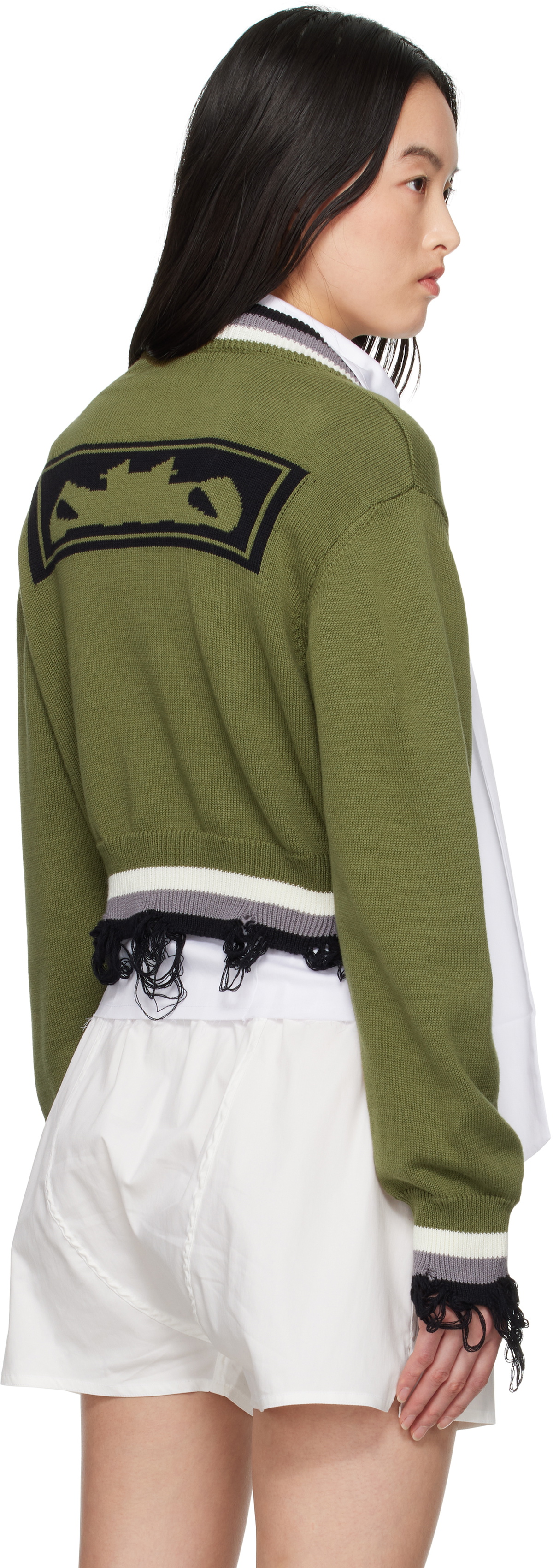 Ottolinger Green Cropped V-neck Sweater