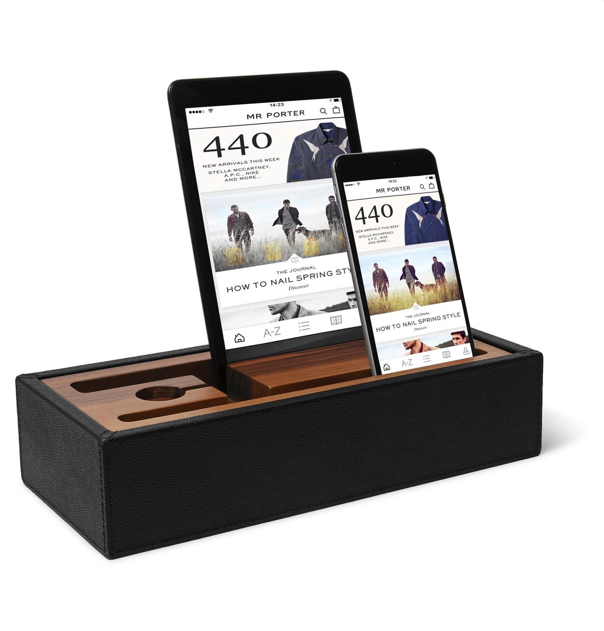 Linley - Ebury Full-Grain Leather and Walnut Tech Tidy - Black