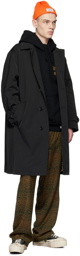 WACKO MARIA Black Polyester Trench Coat