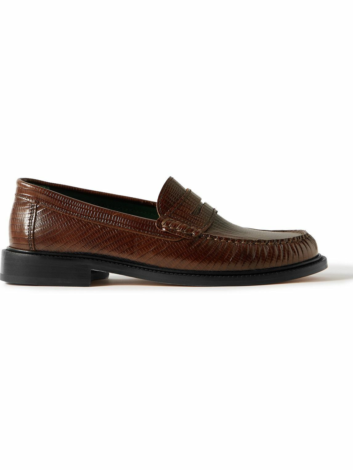 VINNY's - Yardee Lizard-Effect Leather Penny Loafers - Brown