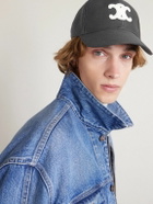 CELINE - Triomphe Logo-Appliquéd Cotton-Gabardine Baseball Cap - Gray