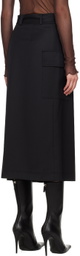LVIR SSENSE Exclusive Black Belted Midi Skirt