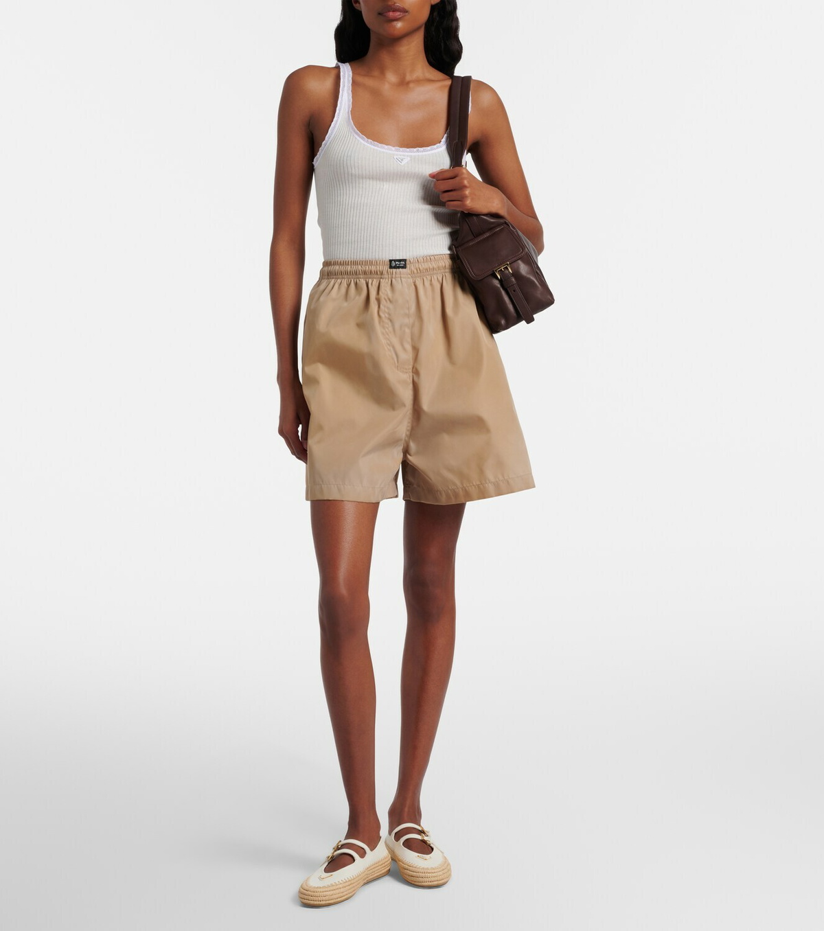 Prada Leather and raffia Mary Jane flats Prada