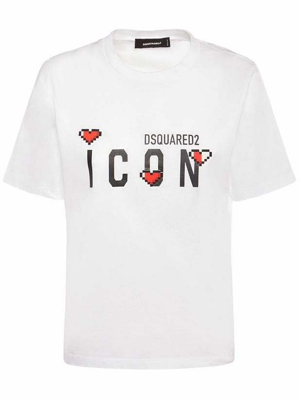 Photo: DSQUARED2 - Icon Hearts Logo Print Jersey T-shirt