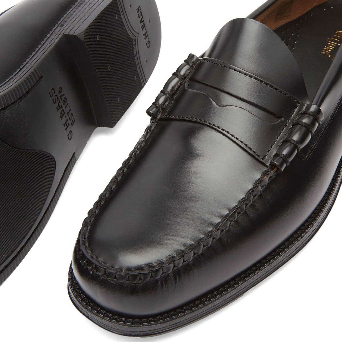 Bass Weejuns Men's Easy Weejun Larson Penny Loafer in Black Leather