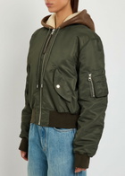 JW Anderson Shearling and Leather-trim Hooded Shell Bomber Jacket Khaki