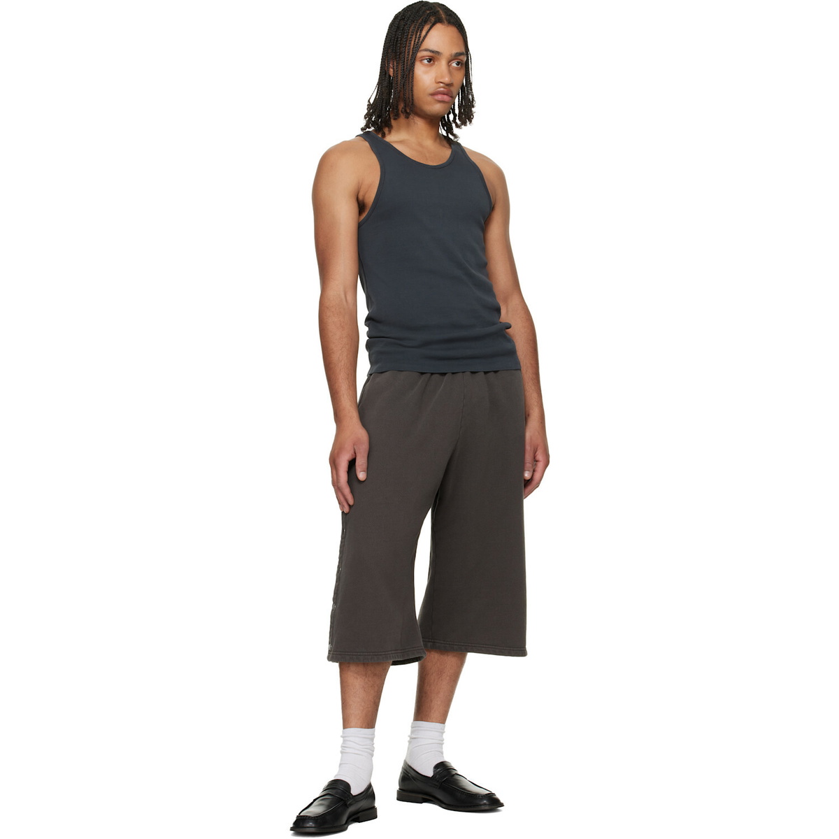 Les Tien Gray Part Snap Shorts