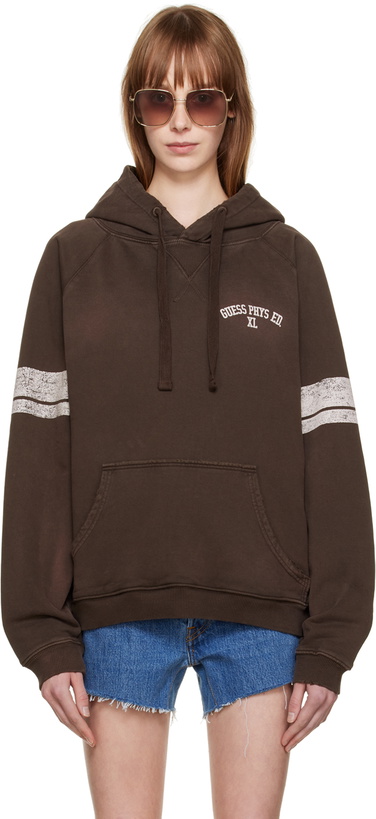 Photo: Guess Jeans U.S.A. Brown Varsity Hoodie