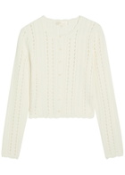 Loveshackfancy Peridot Cropped Pointelle-knit Cardigan White
