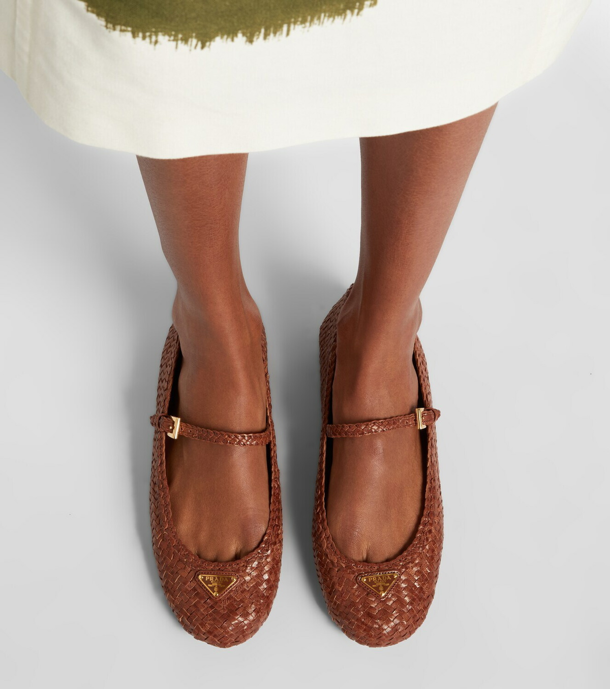 Prada Woven leather Mary Jane flats Prada