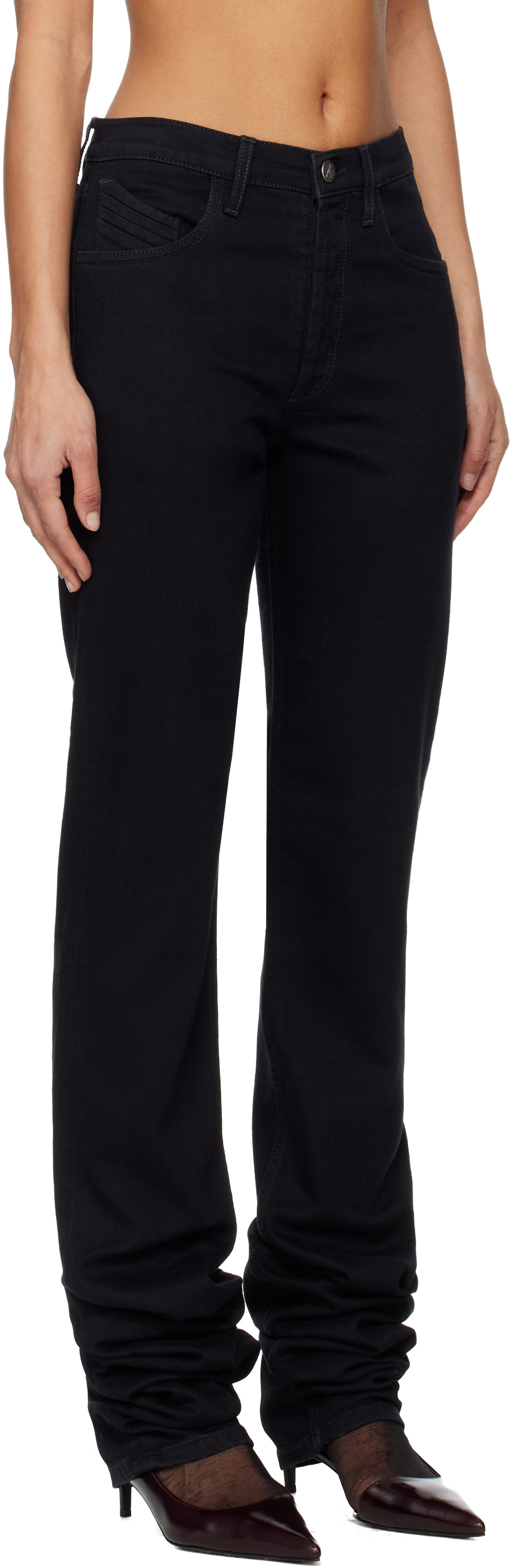 The Attico Black Washed Stretch Jeans