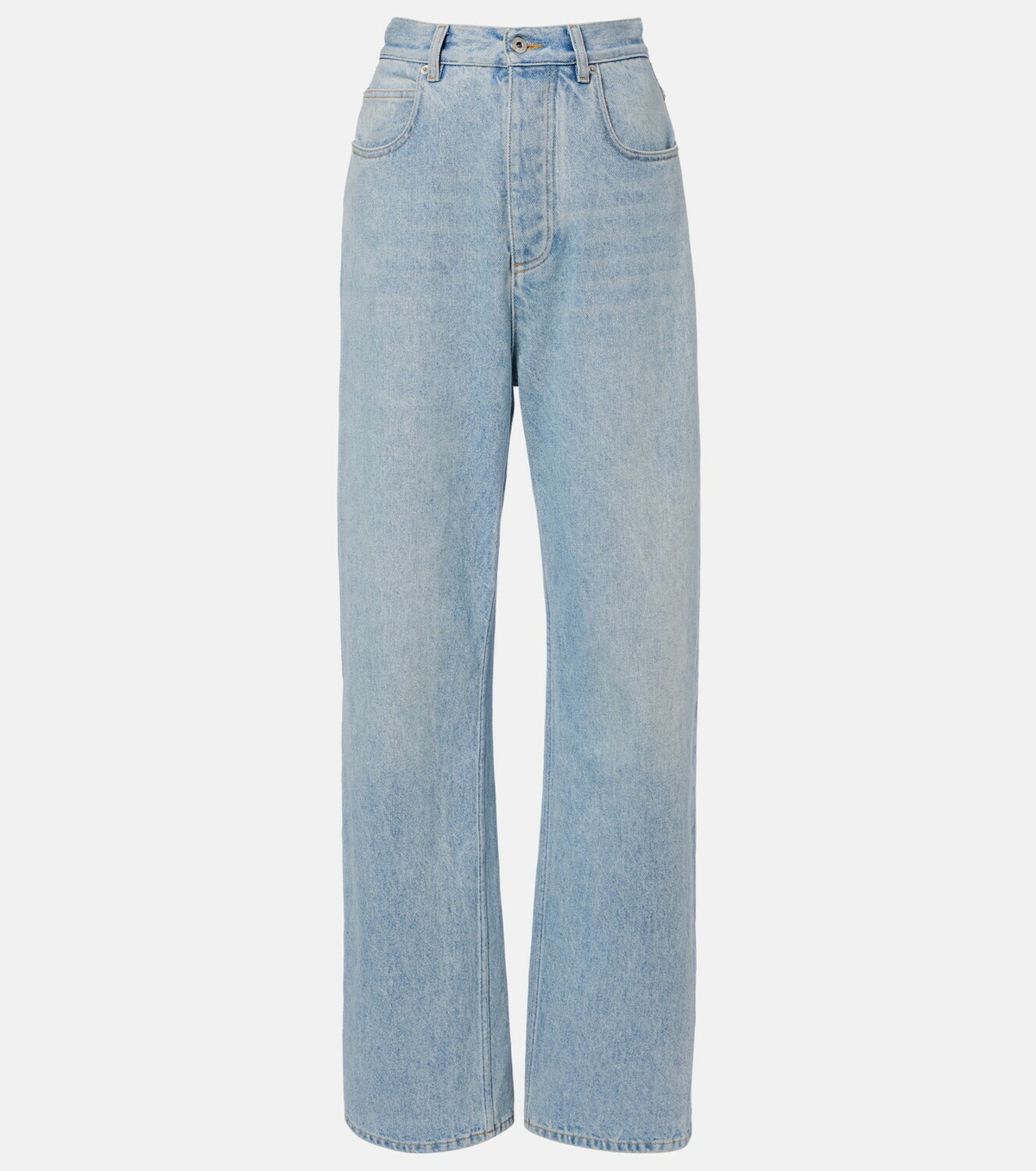 Bottega Veneta Intrecciato leather-trimmed wide-leg jeans