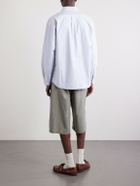 Human Made - Button-Down Collar Logo-Appliquéd Striped Cotton Shirt - Blue