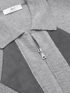 Mr P. - Suede-Trimmed Wool Zip-Up Cardigan - Gray