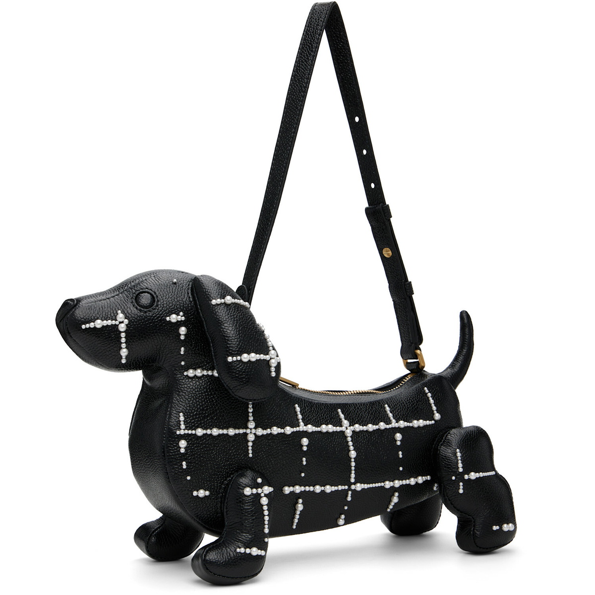 Thom Browne Black Windowpane Pearl Baby Hector Bag