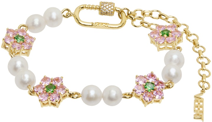 Photo: VEERT Gold & Pink Macro Flower Bracelet