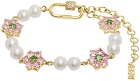 VEERT Gold & Pink Macro Flower Bracelet