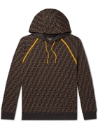 FENDI - Logo-Print Cotton-Jersey Hoodie - Brown