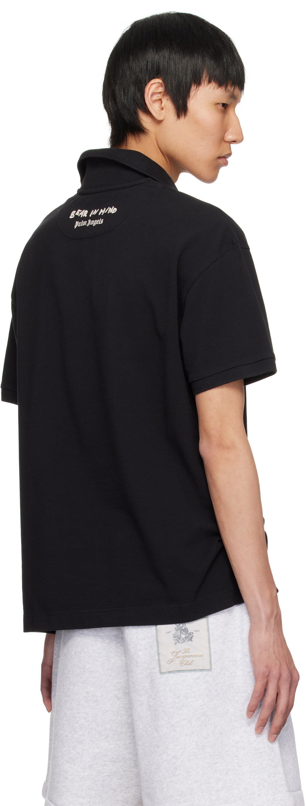 Palm Angels Black 'Bear in Mind' Polo