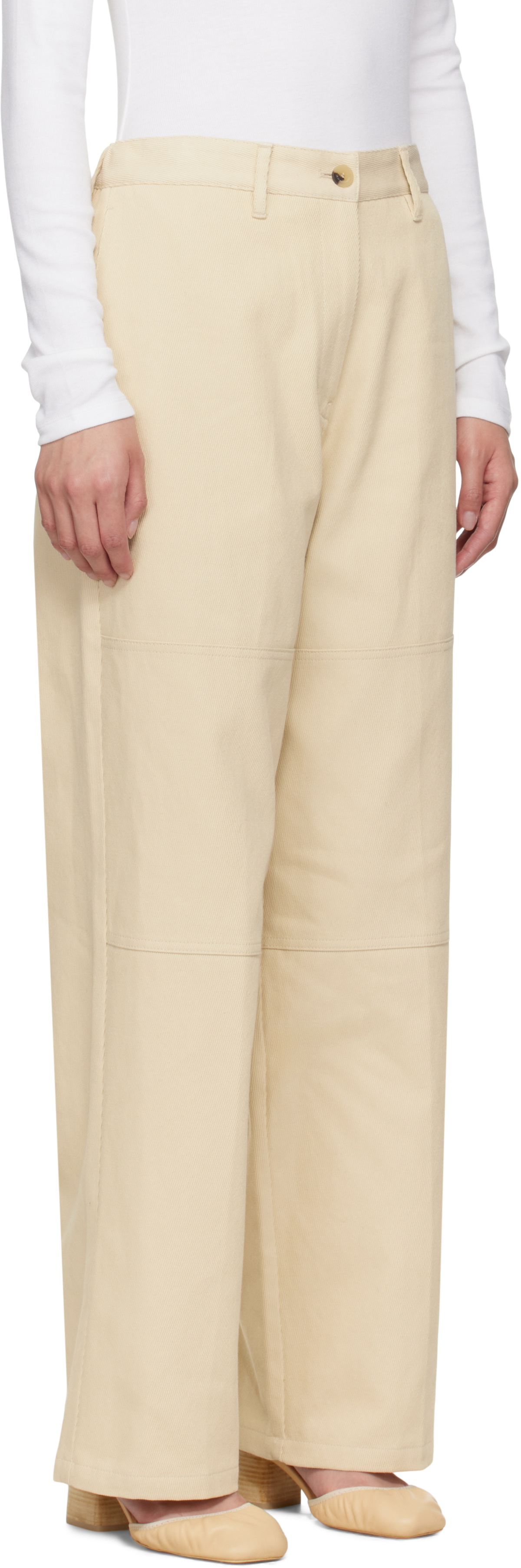 LE17SEPTEMBRE Beige Cotton Twill Work Trousers
