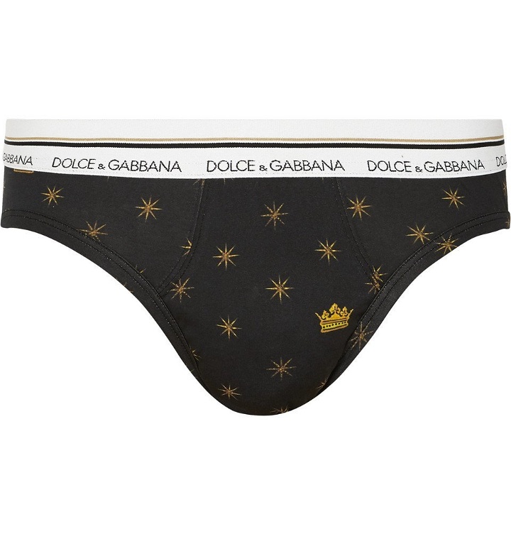 Photo: Dolce & Gabbana - Printed Cotton-Jersey Briefs - Men - Black