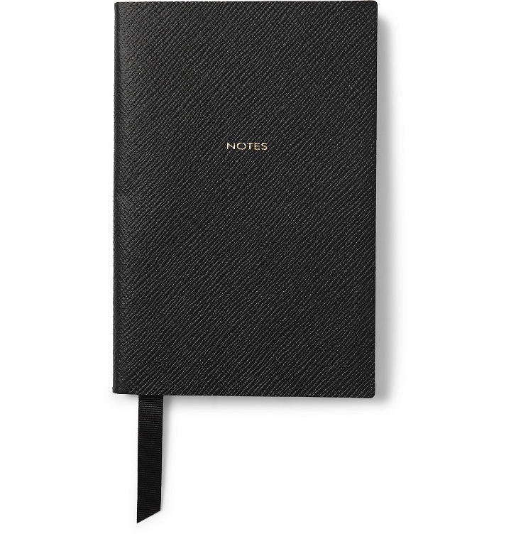 Photo: Smythson - Printed Chelsea Cross-Grain Leather Notebook - Black