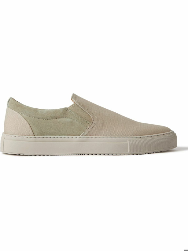 Photo: Mr P. - Larry Canvas and Suede Slip-On Sneakers - Neutrals