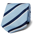 Bigi - 8cm Striped Woven Silk Tie - Blue
