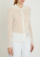 Issey Miyake Twist Pleated Semi-sheer Chiffon top White