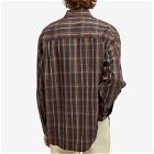 Auralee Men's Superlight Wool Check Shirt in Dark Brown Check