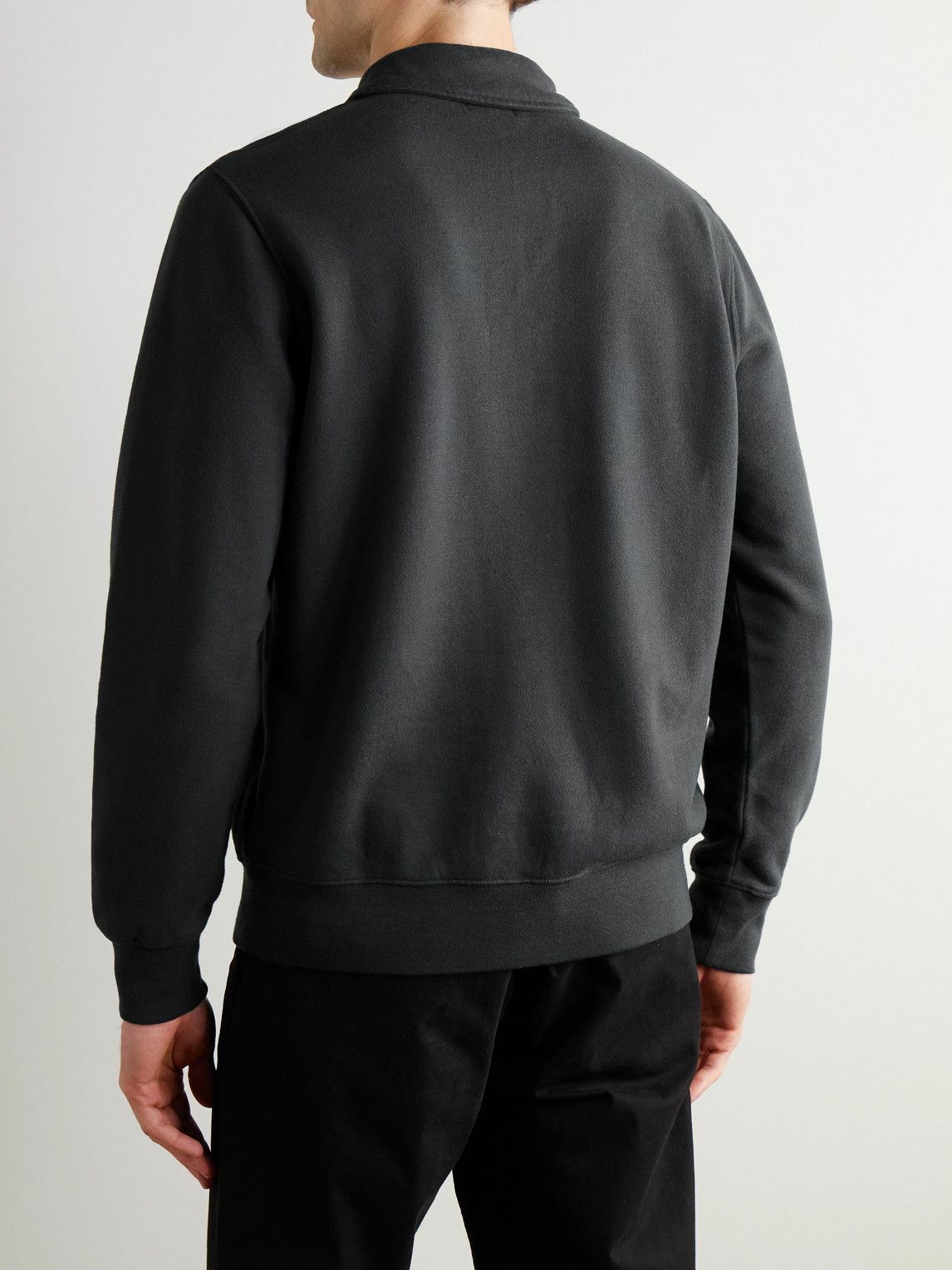 Hartford - Cotton-Blend Jersey Half-Zip Sweatshirt - Gray