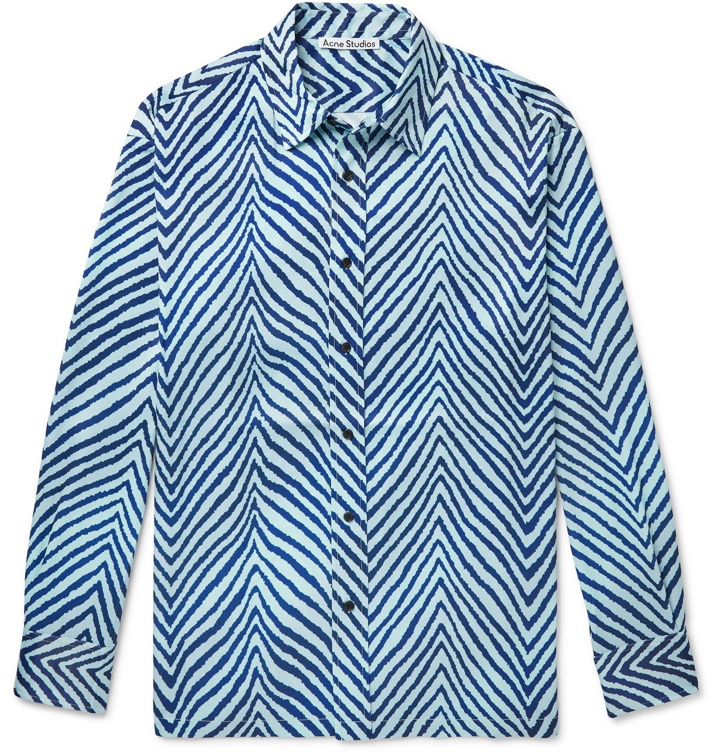 Photo: ACNE STUDIOS - Saipen Oversized Zebra-Print Satin Shirt - Blue