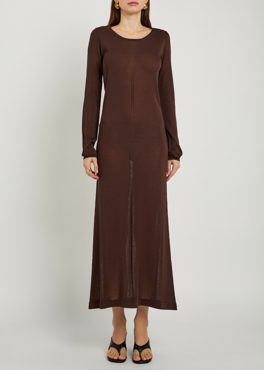 Lemaire Fine-knit Midi Dress Brown