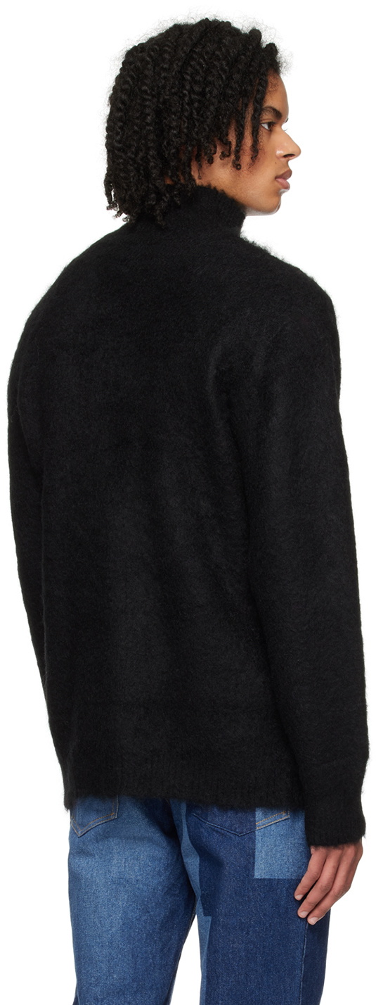 thumbnail image 2 of Men's Full Zip Stand Collar Knitted Cardigan – Fleece Lined Slim-Fit Winter Sweater Coat For Casual Wear 2 of 4