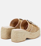 Roger Vivier Embellished raffia platform mules