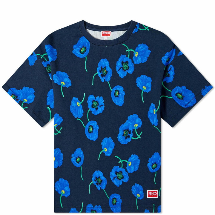 Photo: Kenzo Men's Floral Print Boxy T-Shirt in Midnight Blue