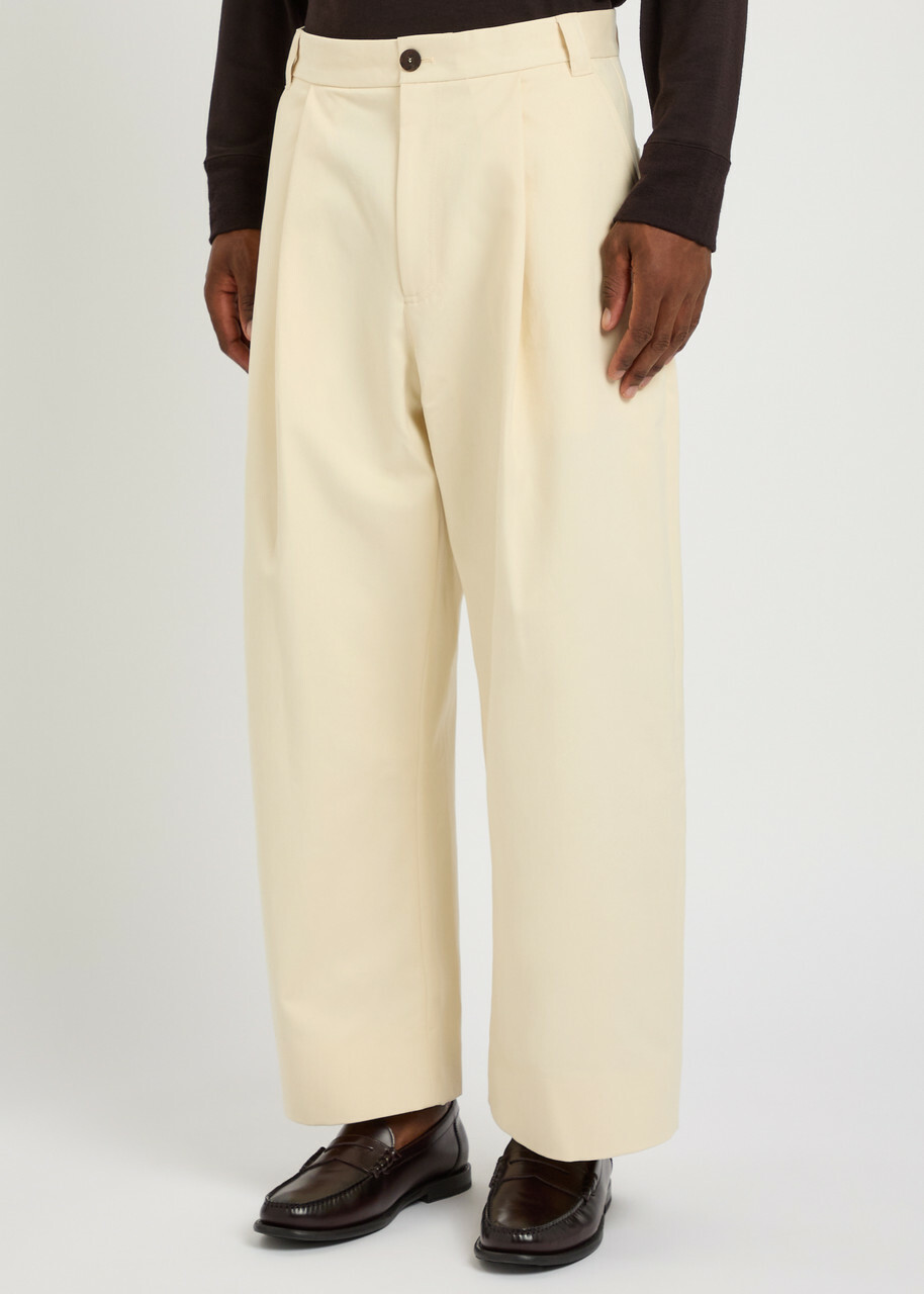 Studio Nicholson Pleated Wide-leg Trousers Cream