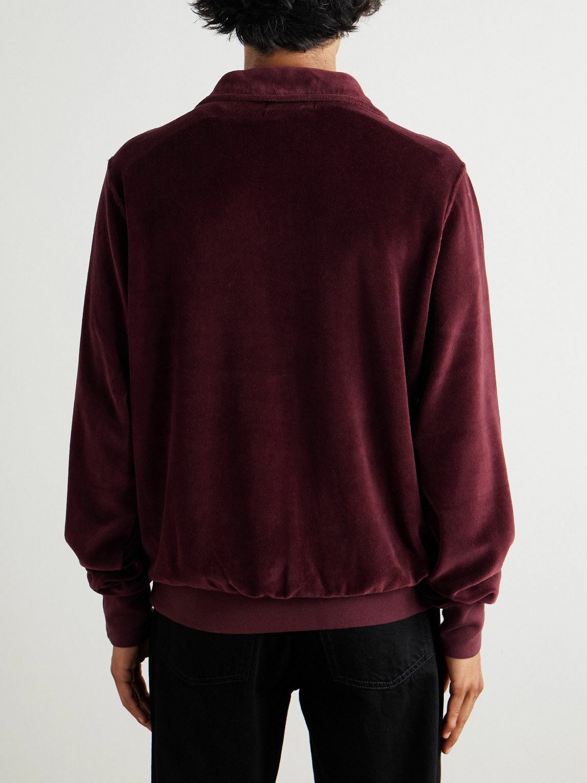 Les Tien - Cotton-Blend Velour Half-Zip Sweatshirt - Burgundy