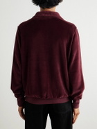 Les Tien - Cotton-Blend Velour Half-Zip Sweatshirt - Burgundy