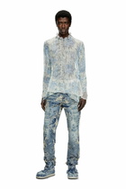 Diesel Dishevelled knit jumper with floral print - Knitwear - Unisex - Blue