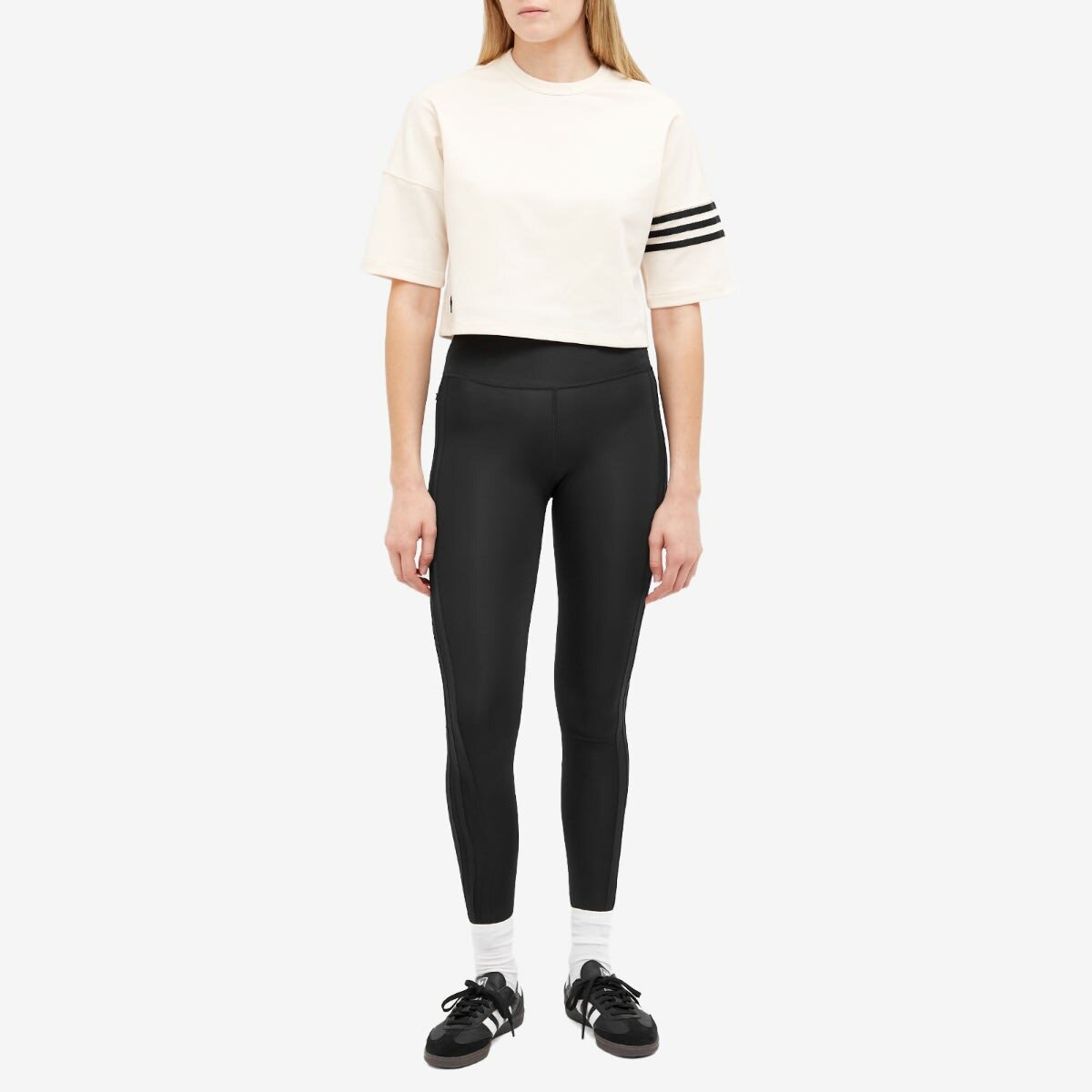Adidas Women's Neu Classics Cropped T-Shirt in Wonder White/Black