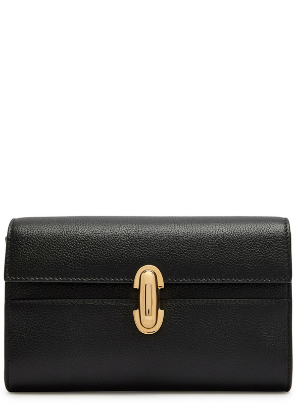 Photo: Savette Symmetry Mini Grained Leather Clutch - Black - One Size